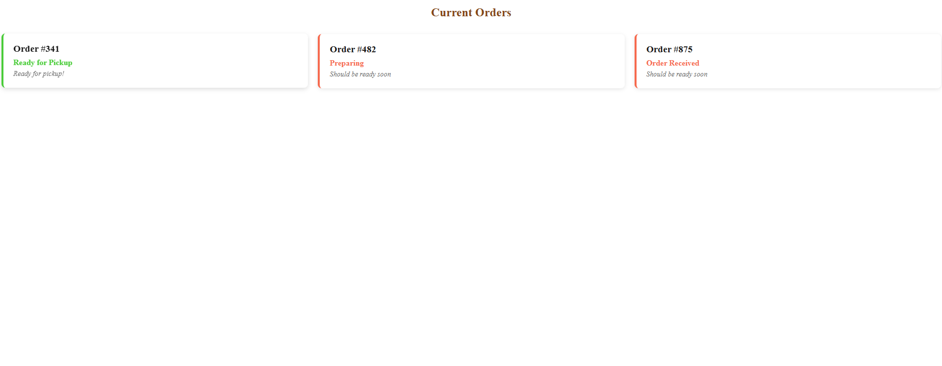 Order Display Demo